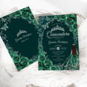 Invitation Quinceanera Émeraude Argent