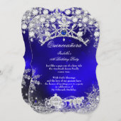Invitation Quinceanera en argent bleu 15e Wonderland en hiver (Devant / Derrière)
