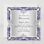 Invitation Quinceanera en argent et diamants bleus (Dos)