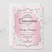 Invitation Quinceanera en argent rose (Devant)