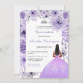 Invitation Quinceanera en argent violet (Devant)