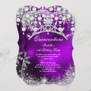 Invitation Quinceanera en argent violet 15e Wonderland d'hive