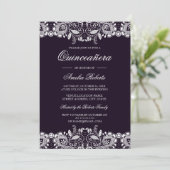 Invitation Quinceanera en dentelle blanche vintage (Debout devant)