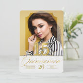 Invitation Quinceanera en espagnol or avec photo (Debout devant)