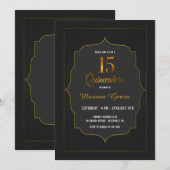 Invitation Quinceañera en or (Devant / Derrière)