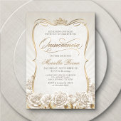 Invitation Quinceañera en or blanc