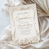 Invitation Quinceañera en or blanc