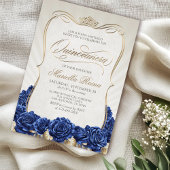 Invitation Quinceañera en or bleu