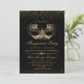 Invitation Quinceanera en or noir (Debout devant)