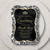 Invitation Quinceañera en or noir blanc