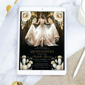 Invitation Quinceañera en or noir ivoire de luxe