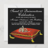 Invitation Quinceanera en or noir rouge (Devant)