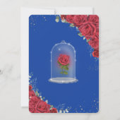 Invitation Quinceañera Enchanted Rose rouge Floral Royal Bleu (Dos)