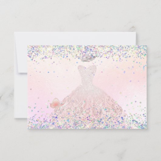 Invitation Quinceanera Enregistrer Date Holographique Confett (Dos)