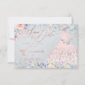 Invitation Quinceanera Enregistrer la date Blush rose Parties (Devant)