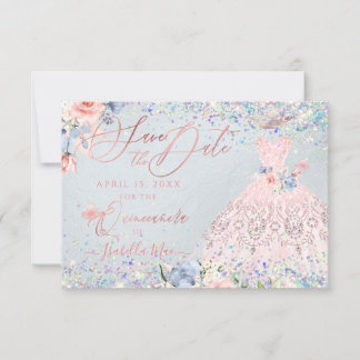 Invitation Quinceanera Enregistrer la date Blush rose Parties