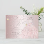 Invitation Quinceanera Enregistrer la date Blush Rose Pois do (Debout devant)