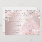 Invitation Quinceanera Enregistrer la date Blush Rose Pois do (Devant)