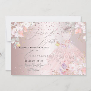 Invitation Quinceanera Enregistrer la date Blush Rose Pois do