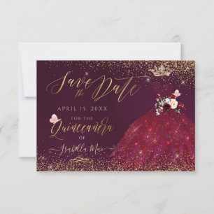 Invitation Quinceanera Enregistrer la date Bourgogne Invitati