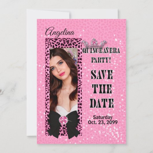 Invitation Quinceanera Enregistrer la date d'impression de gu (Devant)