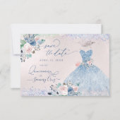 Invitation Quinceanera Enregistrer la date Dusty Pink Blue Pe (Devant)