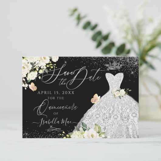 Invitation Quinceanera Enregistrer la date Faux Parties scint (Debout devant)