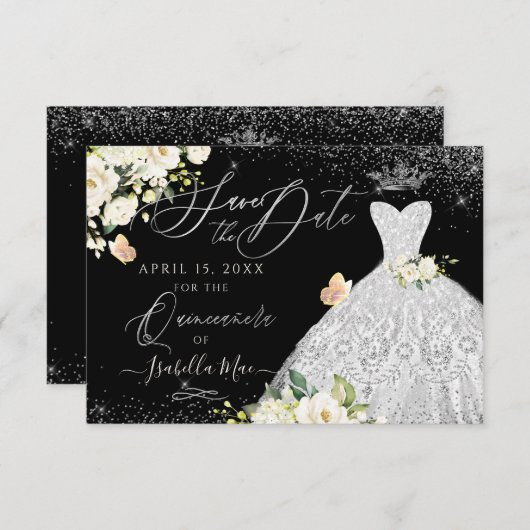 Invitation Quinceanera Enregistrer la date Faux Parties scint (Devant / Derrière)