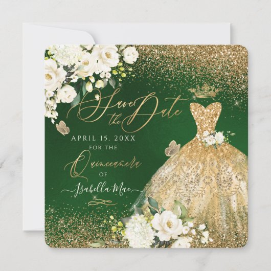 Invitation Quinceanera Enregistrer la date Faux Parties scint (Devant)