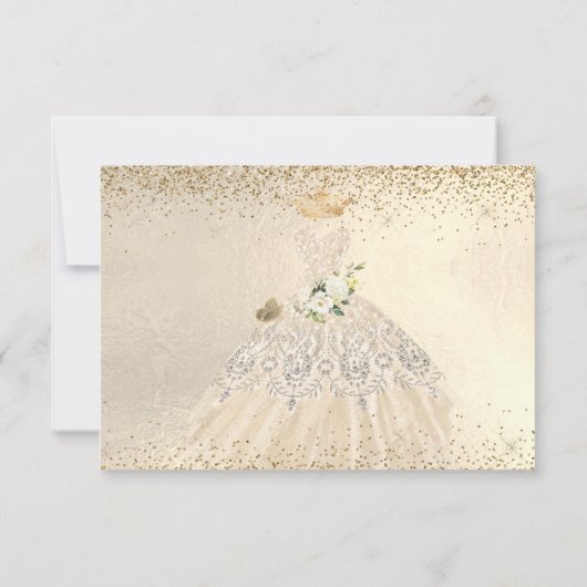 Invitation Quinceanera Enregistrer la date Gold Faux Parties  (Dos)