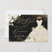 Invitation Quinceanera Enregistrer la date Gold Faux Parties  (Devant)