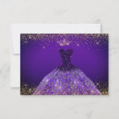Invitation Quinceanera Enregistrer la date Purple Gliter Gown (Dos)
