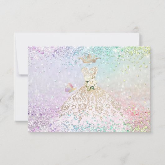 Invitation Quinceanera Enregistrer la date Robe blanche or (Dos)