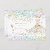 Invitation Quinceanera Enregistrer la date Robe d'or blanc In (Devant / Derrière)