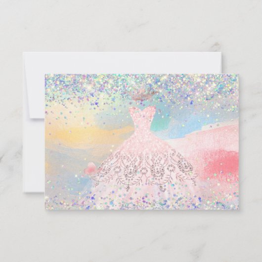 Invitation Quinceanera Enregistrer la date Robe rose pâle (Dos)