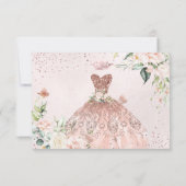 Invitation Quinceanera Enregistrer la date Rose Gold Sweet 16 (Dos)