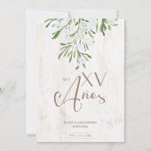 Invitation Quinceañera Espagnol Chic Rustique Branches Botani (Devant)