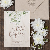 Invitation Quinceañera Espagnol Rustique Chic Branches Botani