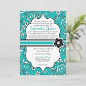 Invitation Quinceañera espagnole bleue et noire (Debout devant)