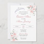 Invitation Quinceanera espagnole Floral rose (Devant)