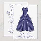 Invitation Quinceañera español Invitación vestido elegante (Devant / Derrière)