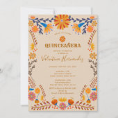 Invitation Quinceanera et messe occidentale florale mexicaine (Devant)