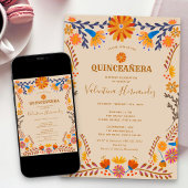 Invitation Quinceanera et messe occidentale florale mexicaine