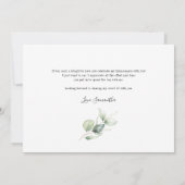 Invitation Quinceanera Eucalyptus Merci Lettré À La Main (Dos)