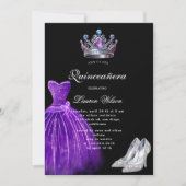 Invitation Quinceañera Exclusive Reine Diamant Violet (Devant)