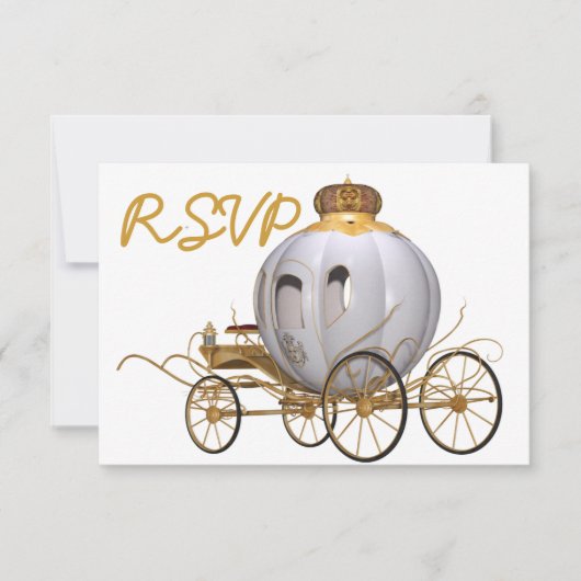 Invitation Quinceanera Fairy Tale Princesse or et blanc (Devant)