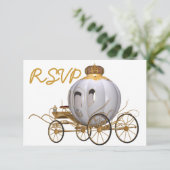 Invitation Quinceanera Fairy Tale Princesse or et blanc (Debout devant)