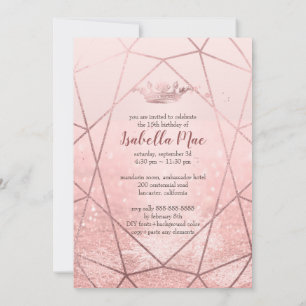 Invitation Quinceanera/Faux Roses Flakes de neige en or+Couro