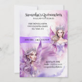 Invitation Quinceañera fée princesse violet whimsical filles (Devant)