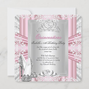 Invitation Quinceanera Fête d'anniversaire 15 ans Diadème Ros